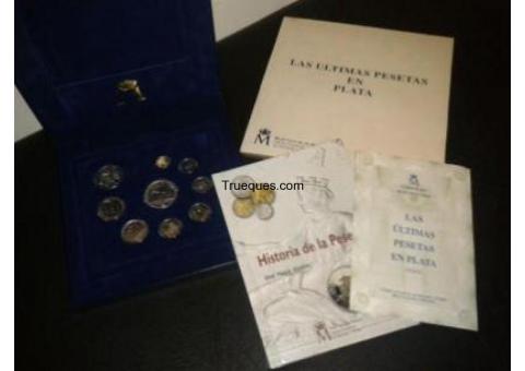 Fnmt . colección ""las últimas pesetas en plata"" réplicas de las últimas modedas de peseta que circ