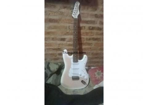 Guitarra electrica anderson con su amplificador, pua, cable etc.