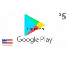 Tarjeta google play $5 - 1/1