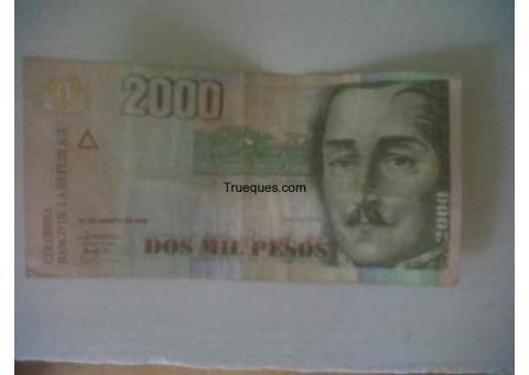 Billete de 2000 pesos colombianos