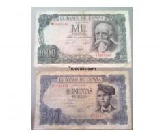 Billetes de 1000 y 500 pesetas año 1971