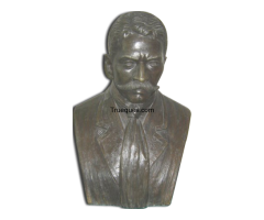 Busto de emiliano zapata de bronce patina café de 60 cms de alto.