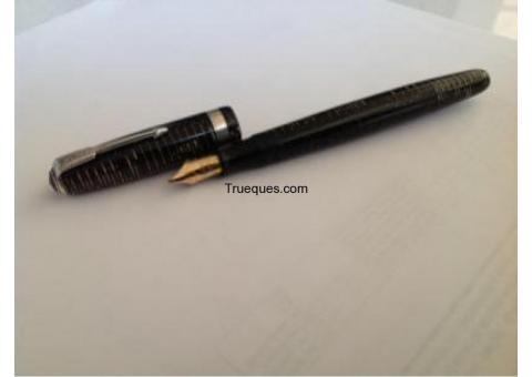 Pluma parker vacumatic major golden pearl blue diamont 1932