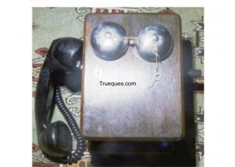 Telefono madera pared standard electrica años 40