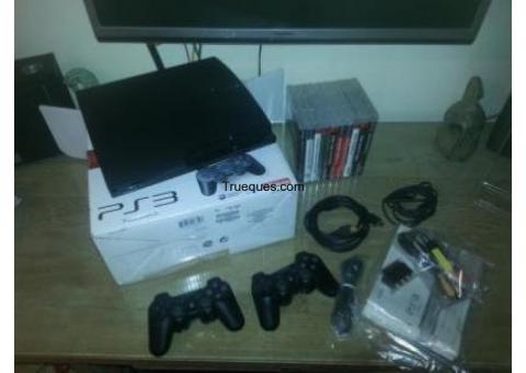 Ps3 slim 120 gb+2mandos dualshok3+10jueg